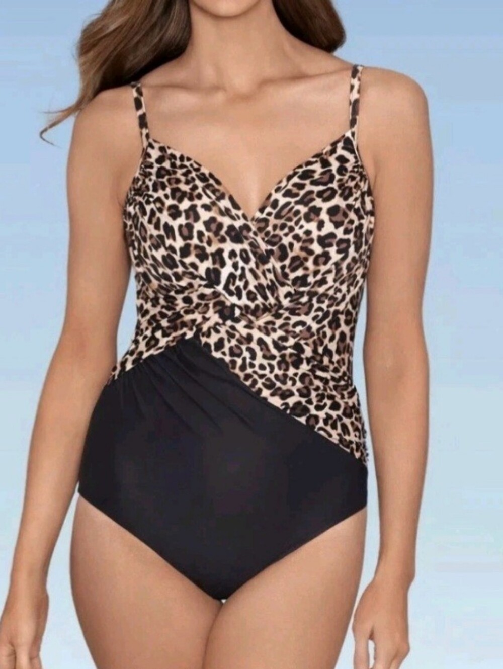 Dream Suit Tummy Control One-Piece Swimsuit Size 10 Leopard Print